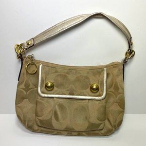 COACH Poppy Groovy Khaki Gold Signature Hobo Purse